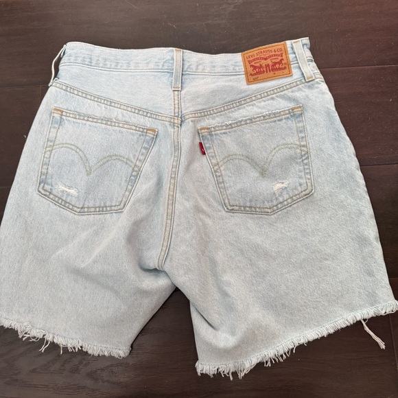 Levi’s 501 Light Blue Distressed Denim Shorts cut off boho western festival 29 - Picture 5 of 9